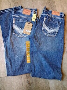 John B Stetson Mens Modern Straight Leg Jeans Sz 36x38 - 2 Pairs (1 New/1 Used)